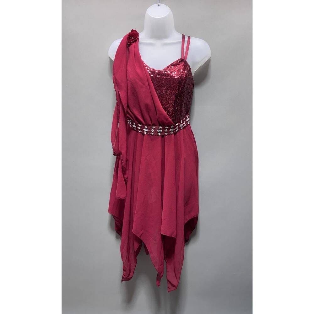 IBAKOM Imagine Better Apparel Red Sleeveless Dance Prom Formal Dress New Size S